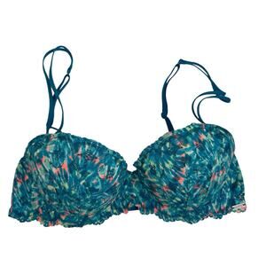 Victoria's Secret PINK 32C Bra Date Push Up‎ T-Shirt Demi Underwire Teal Women’s